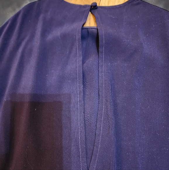 Mason By Michelle Mason Color block Purple Dress With Lambskin Leather Arms - Picture 10 of 11